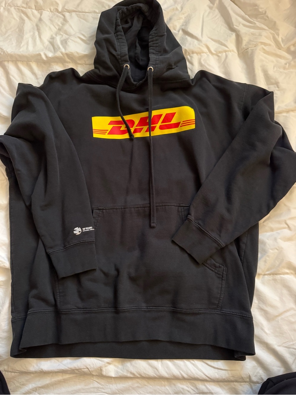 Anti Social Social Club Black Hoodie with Yellow & Red DHL Logo